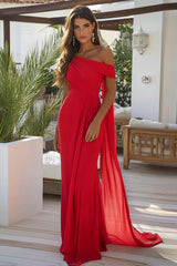 Schwarzes langes formelles Kleid aus Chiffon mit einer Schulter