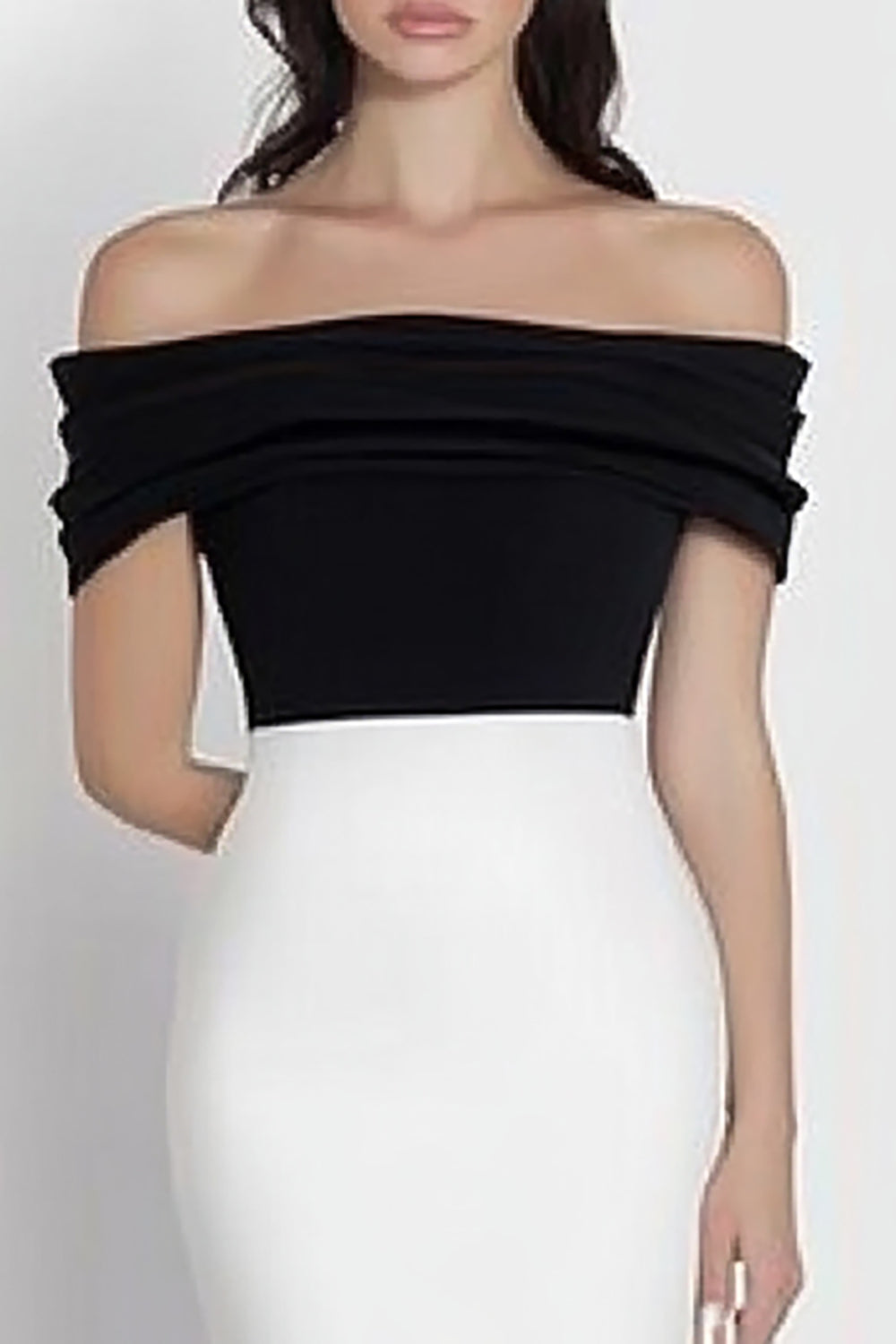 Weißes Meerjungfrau Schulterfreies Ballkleid