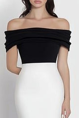 Weißes Meerjungfrau Schulterfreies Ballkleid