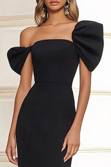 Schwarzes Einschultriges Ballkleid mit Schlitz