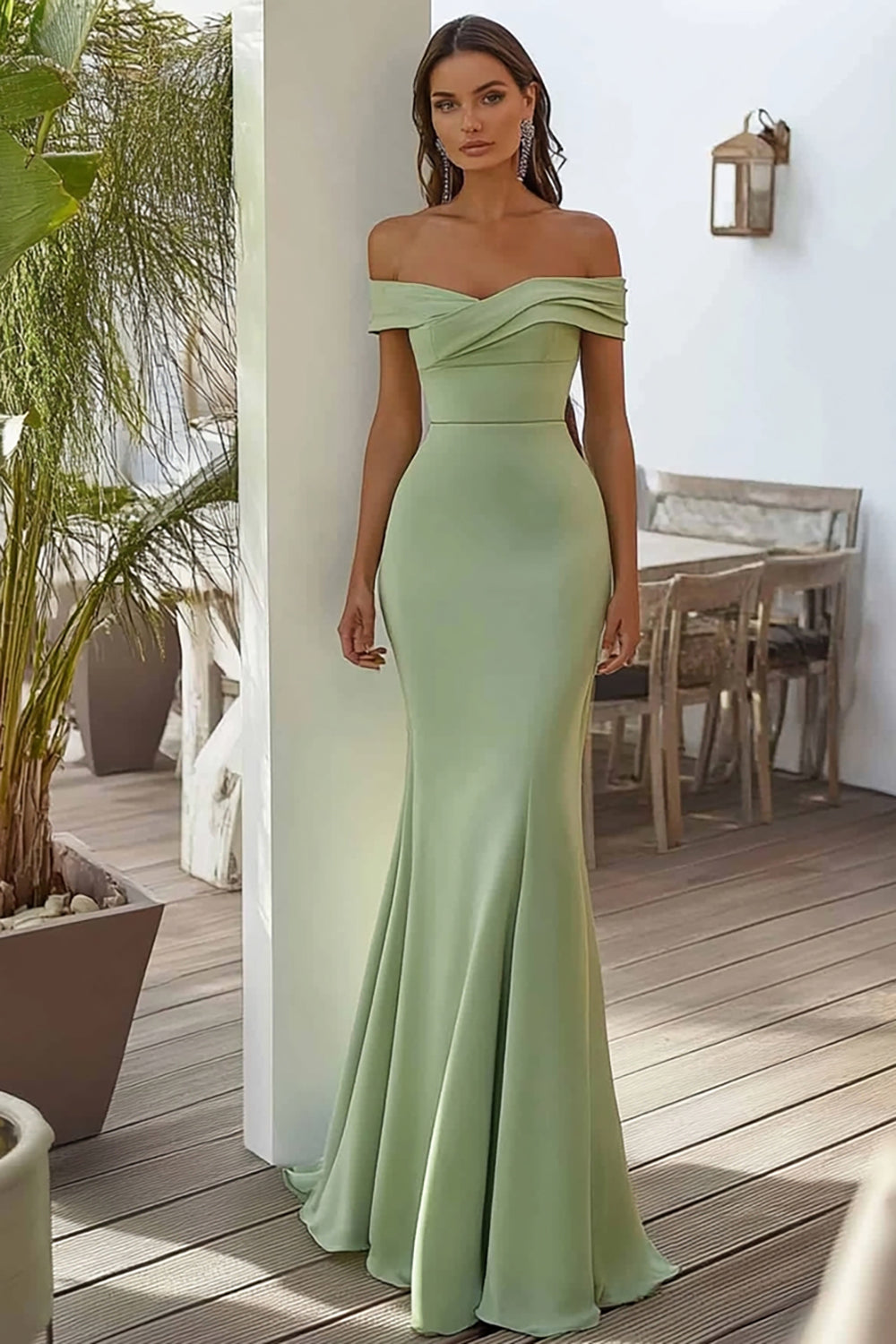Marineblaues Schulterfreies Langes Abendkleid