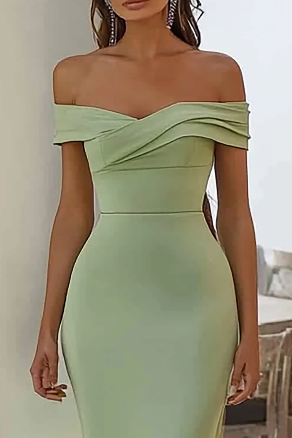 Marineblaues Schulterfreies Langes Abendkleid