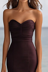 Trägerloses Meerjungfrau Kaffee Ballkleid