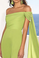 Grünes Chiffon Meerjungfrauen Ballkleid mit Luftschlange