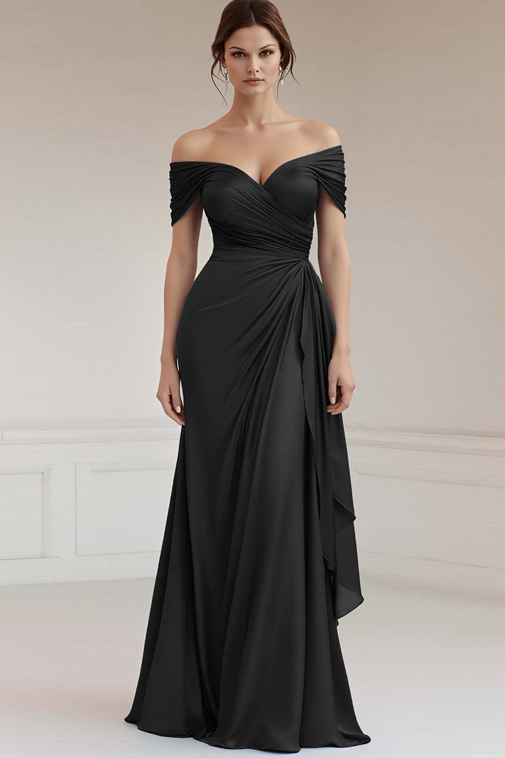 Schulterfreies A Linie Langes Grau-blaues Abendkleid