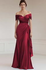 Schulterfreies A Linie Langes Grau-blaues Abendkleid