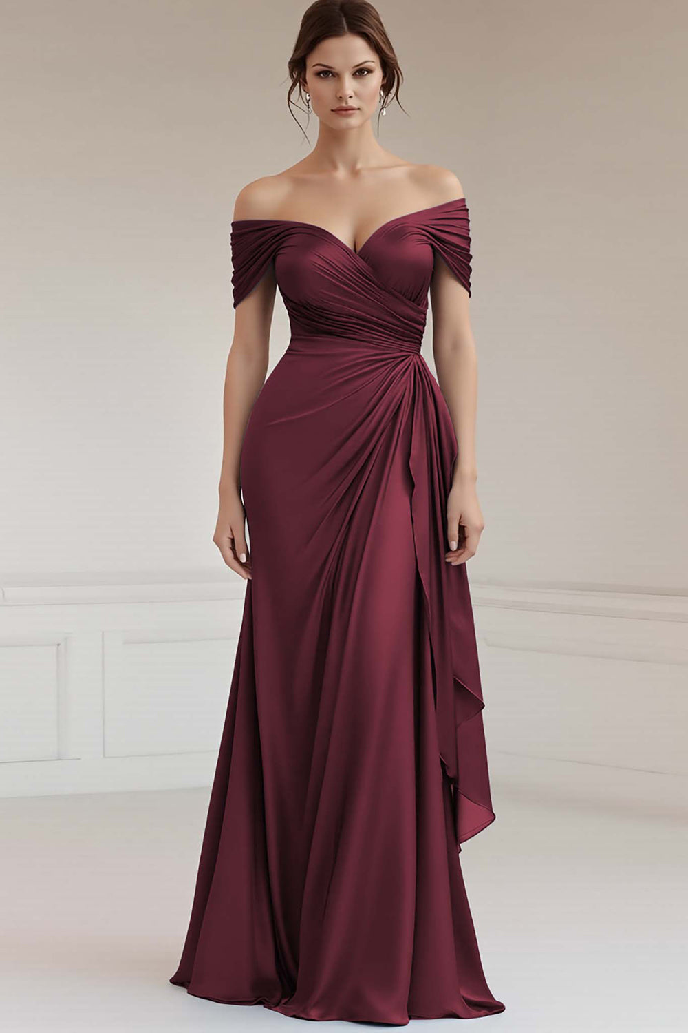 Schulterfreies A Linie Langes Grau-blaues Abendkleid