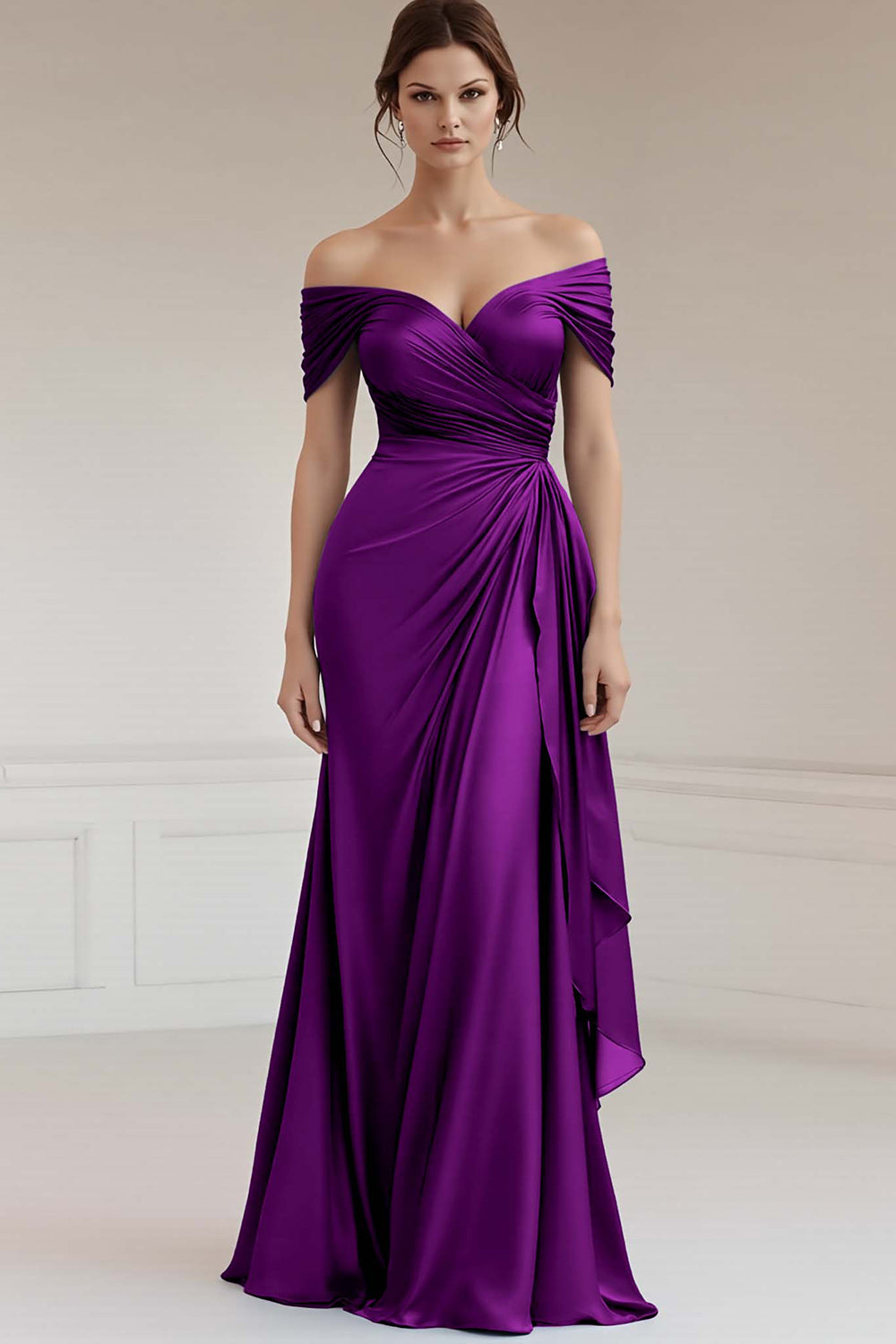 Schulterfreies A Linie Langes Grau-blaues Abendkleid