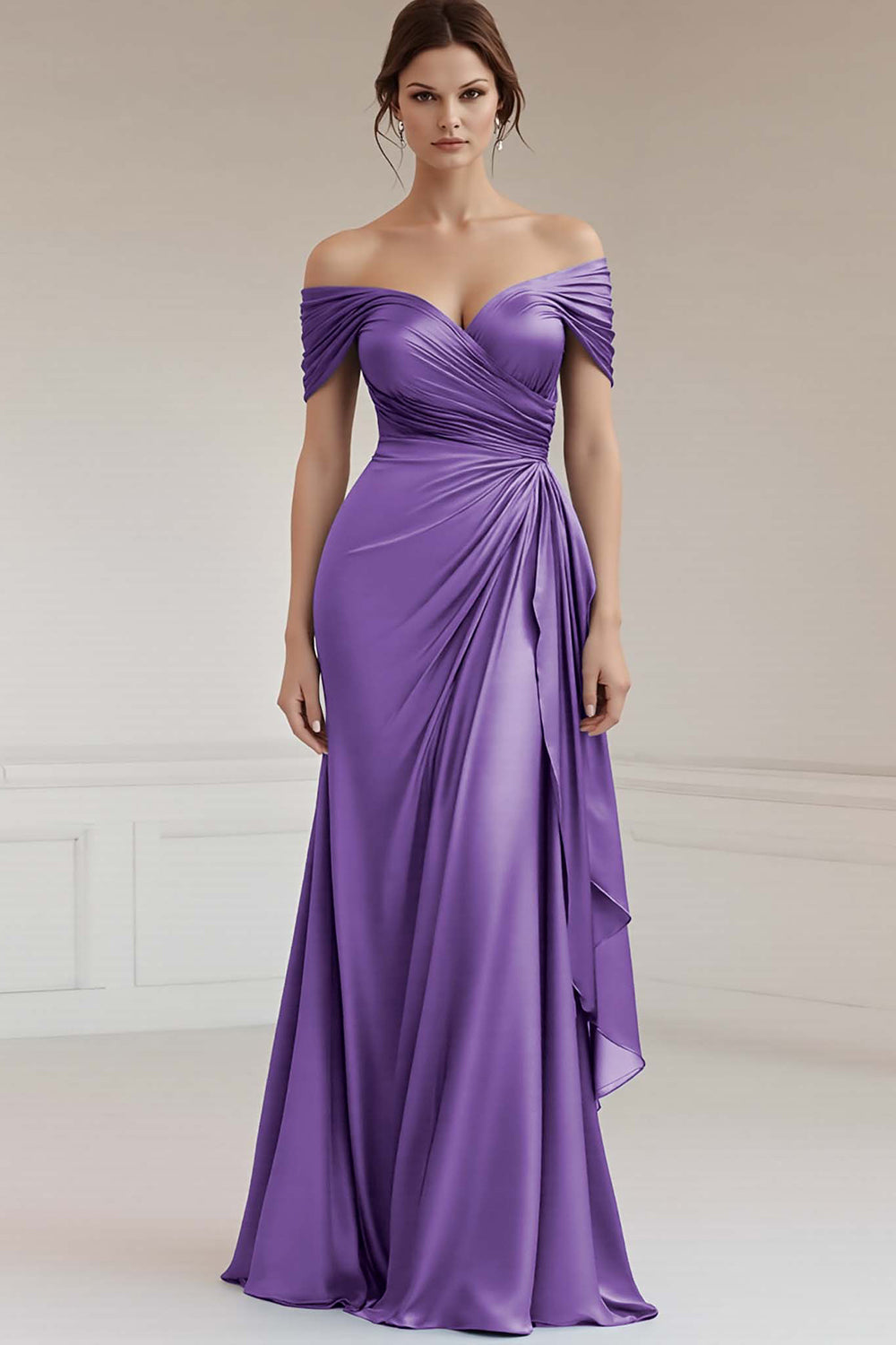 Schulterfreies A Linie Langes Grau-blaues Abendkleid