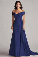 Schulterfreies Champagner Langes Ballkleid