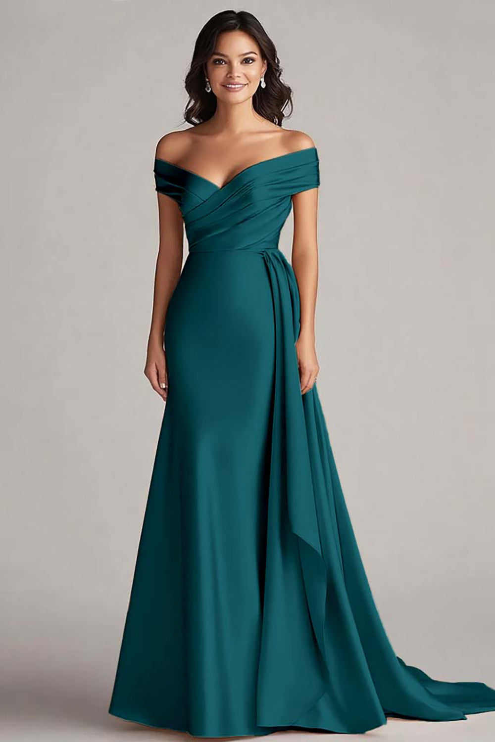 Schulterfreies Champagner Langes Ballkleid