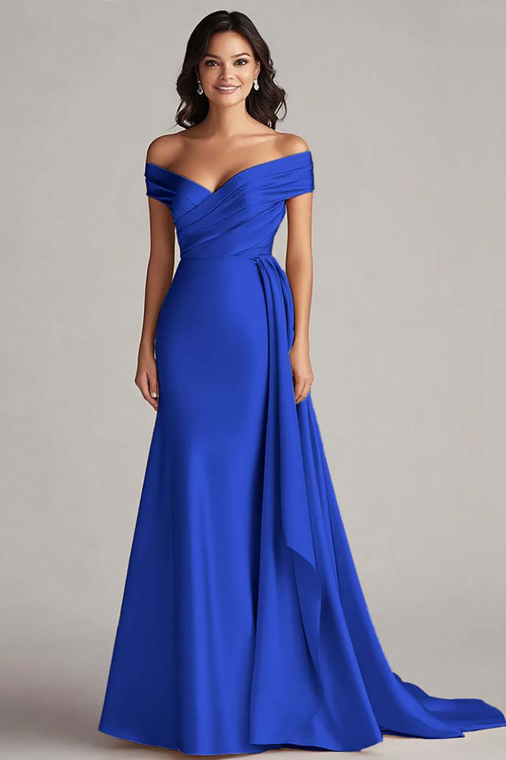 Schulterfreies Champagner Langes Ballkleid
