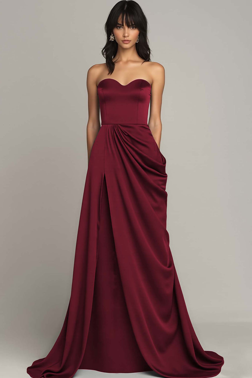 Schwarzes Herzförmiges Langes Abendkleid mit Schlitz
