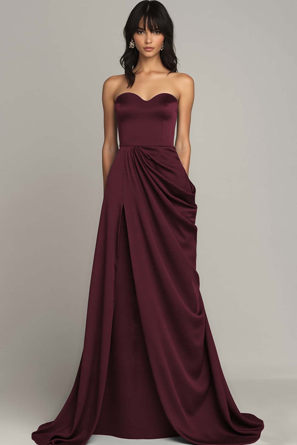 Schwarzes Herzförmiges Langes Abendkleid mit Schlitz
