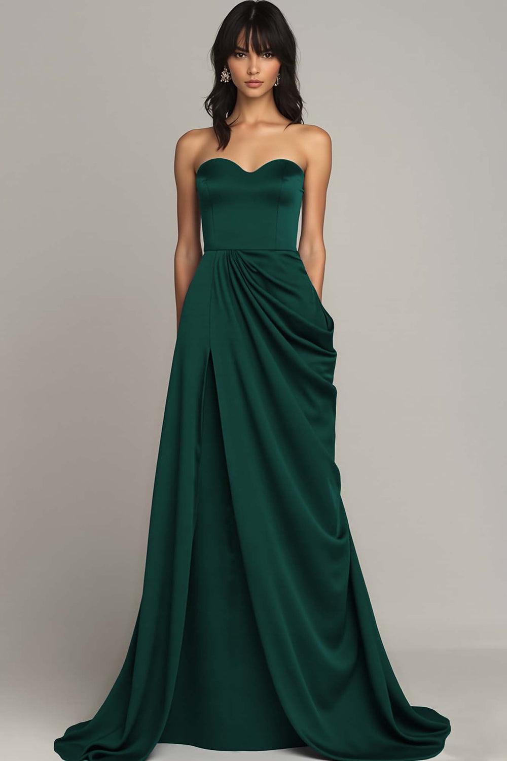 Schwarzes Herzförmiges Langes Abendkleid mit Schlitz