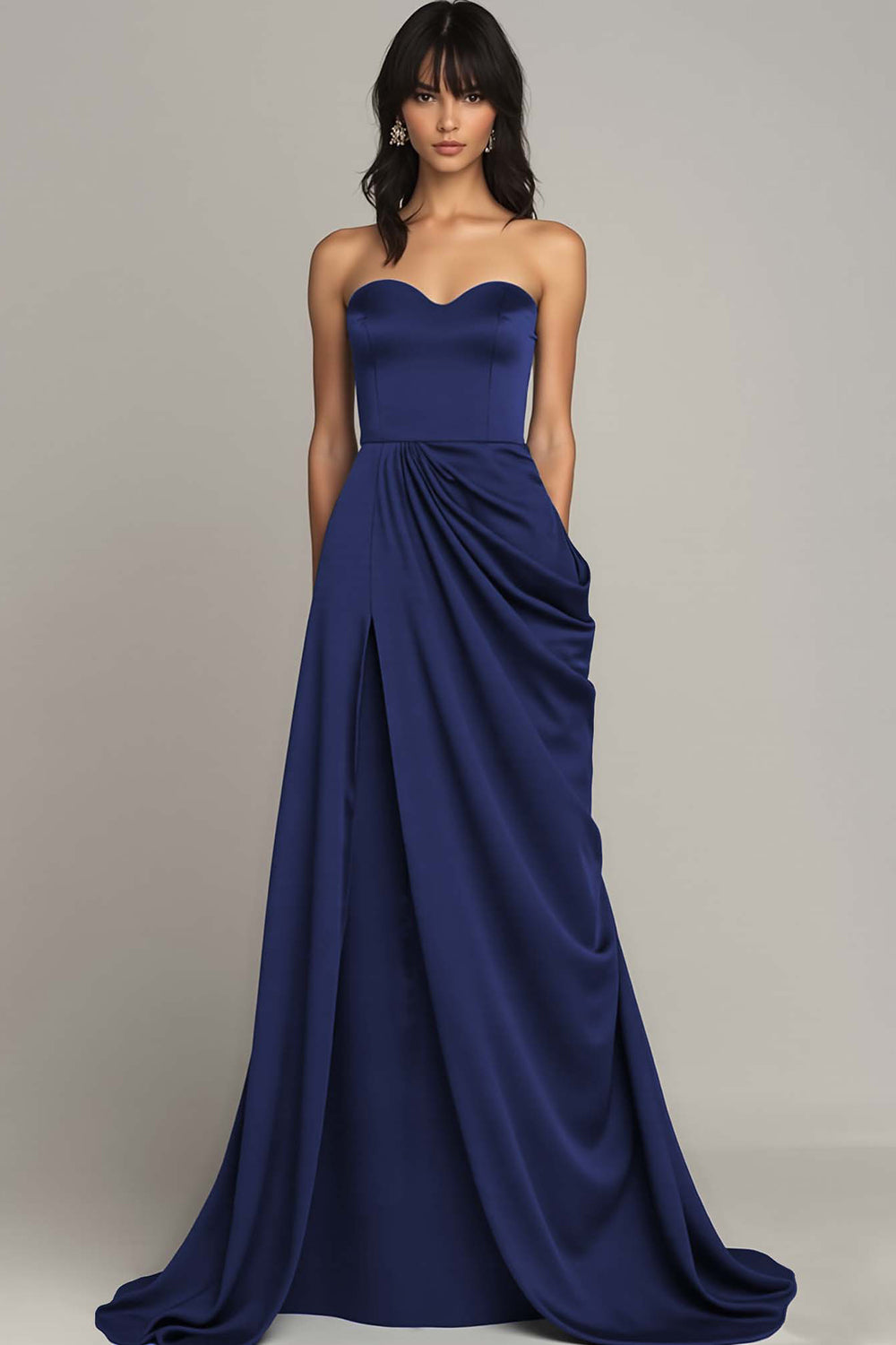 Schwarzes Herzförmiges Langes Abendkleid mit Schlitz