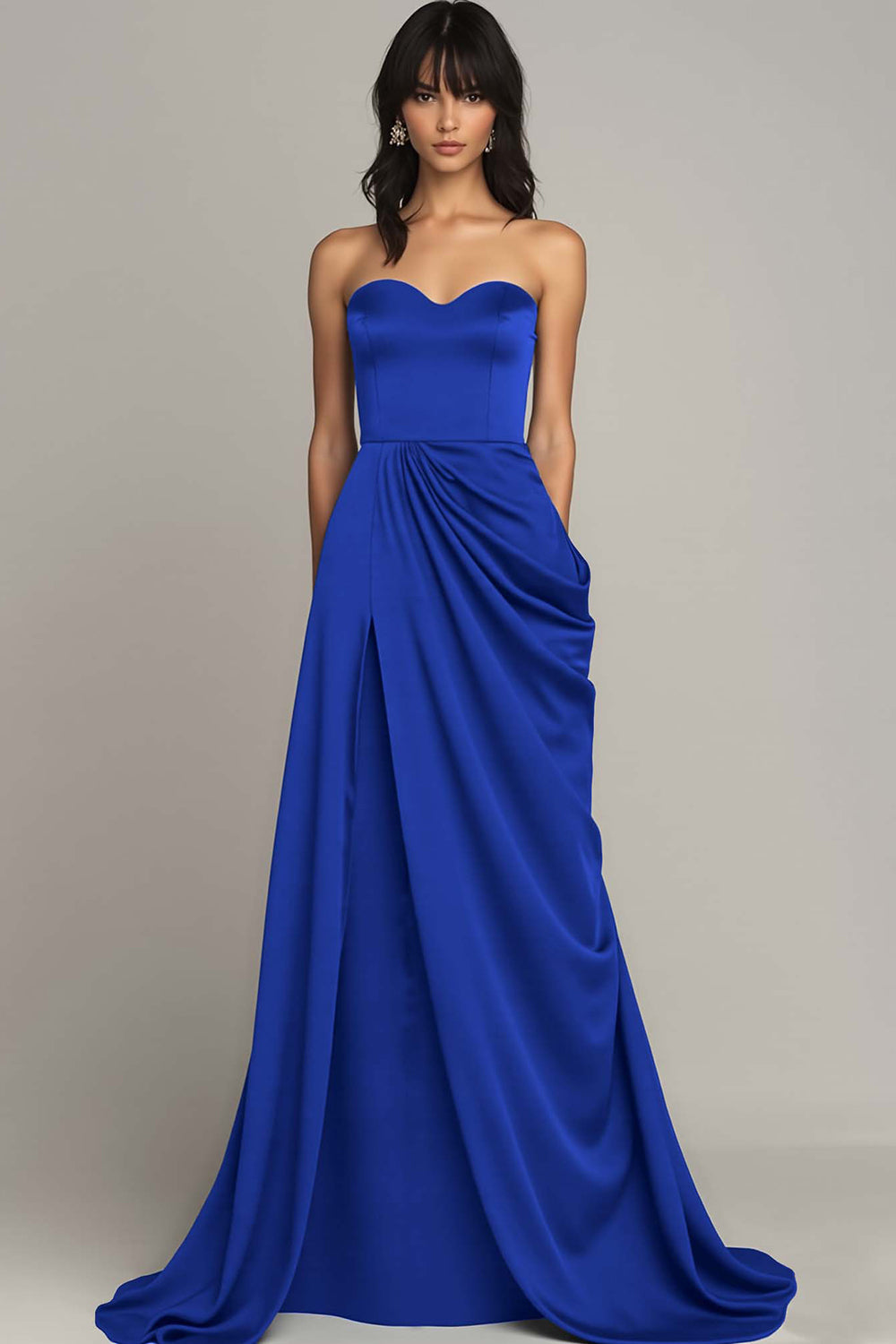 Schwarzes Herzförmiges Langes Abendkleid mit Schlitz