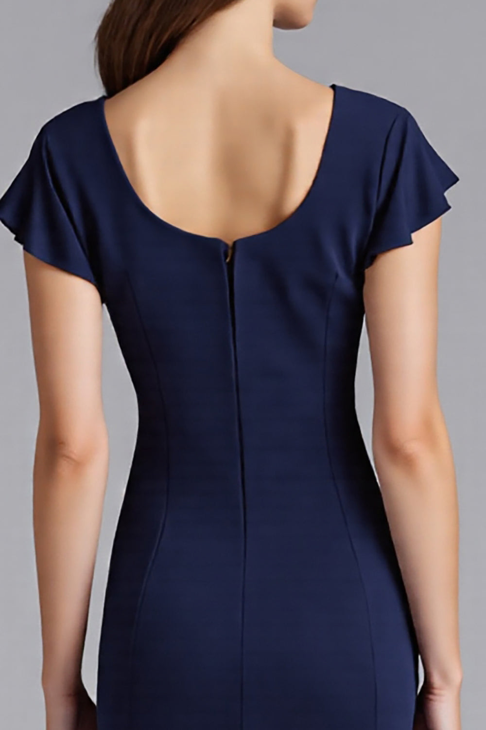 Marineblaues Meerjungfrauen Langes Ballkleid mit Flügelärmeln