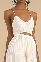 Elfenbein Chiffon Hoch Niedrig Standesamtkleid mit Rüschen