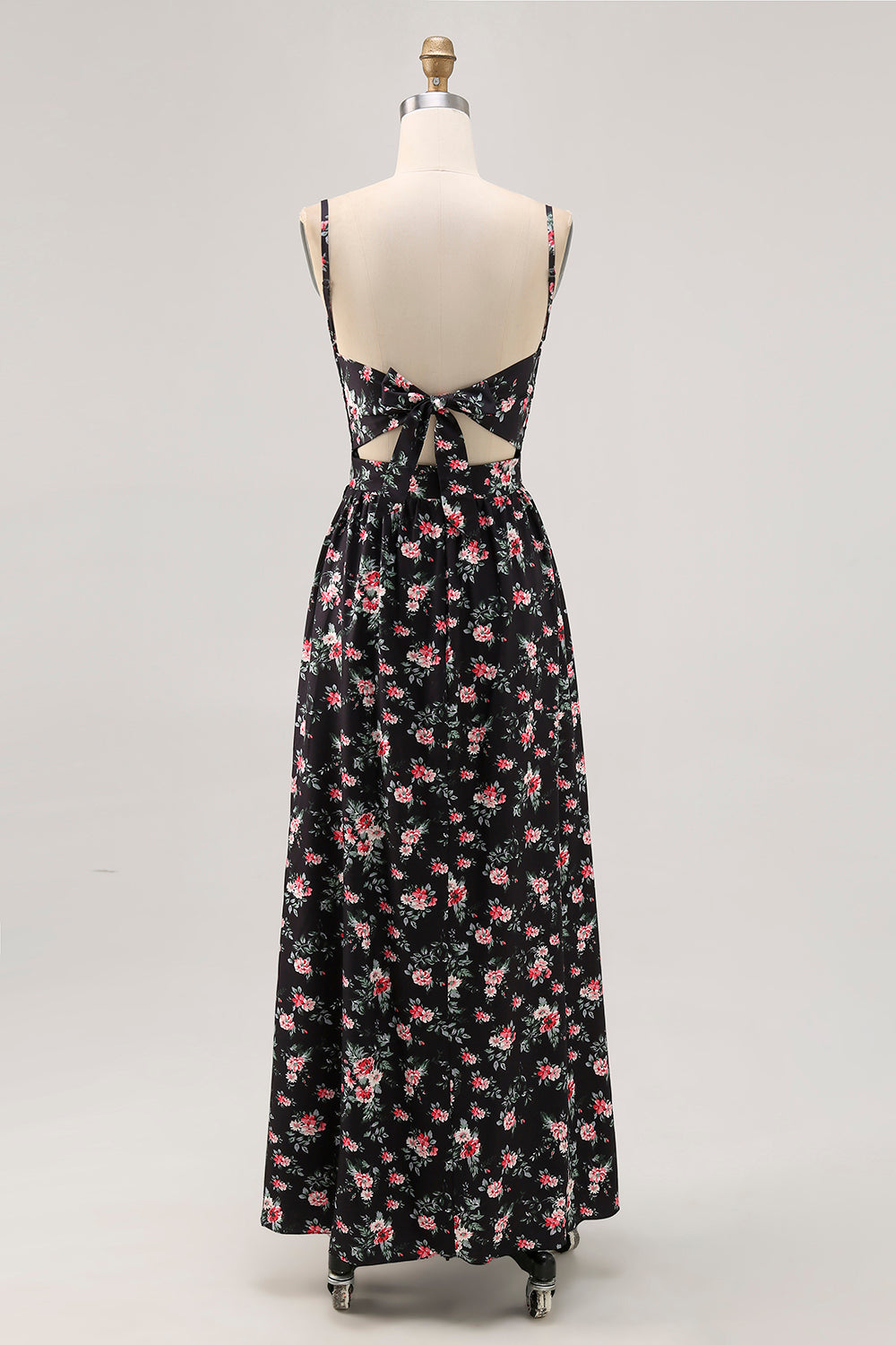 Schwarze Blume A-Linie Langes Hochzeitsgastkleid