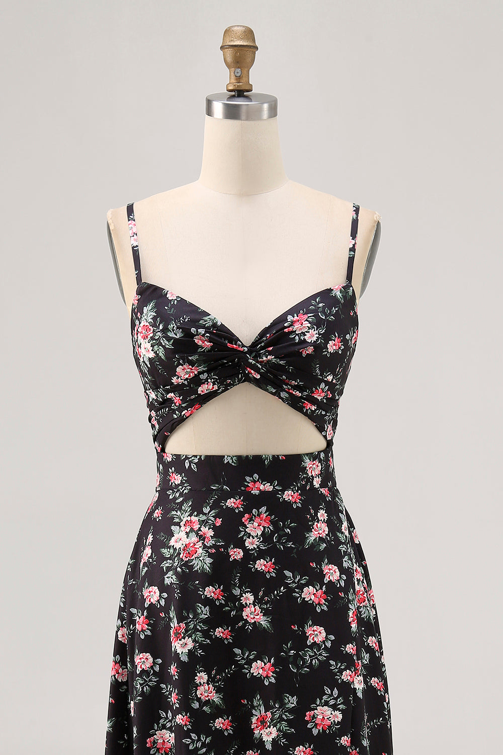 Schwarze Blume A-Linie Langes Hochzeitsgastkleid