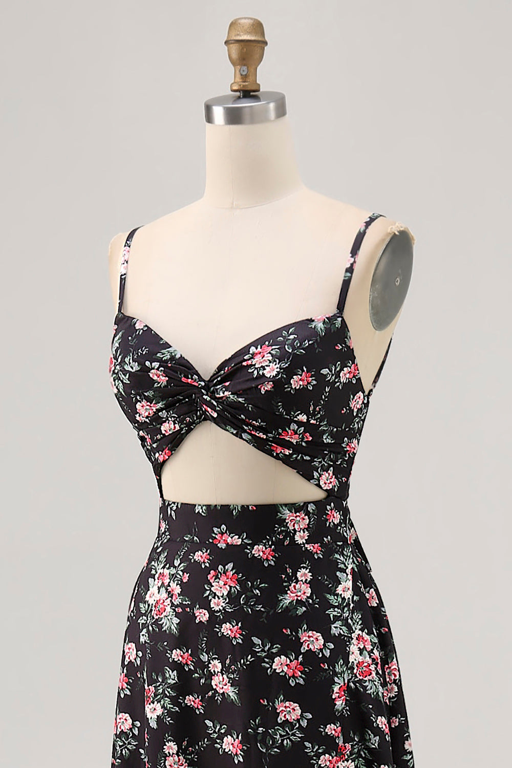 Schwarze Blume A-Linie Langes Hochzeitsgastkleid