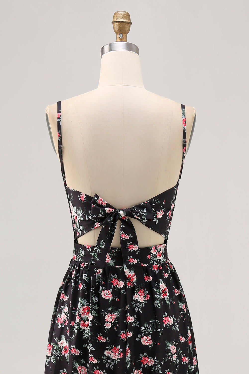 Schwarze Blume A-Linie Langes Hochzeitsgastkleid