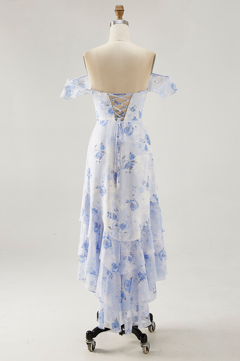 Bedrucktes Kleid für Hochzeitsgäste mit rosa Blume in A-Linie