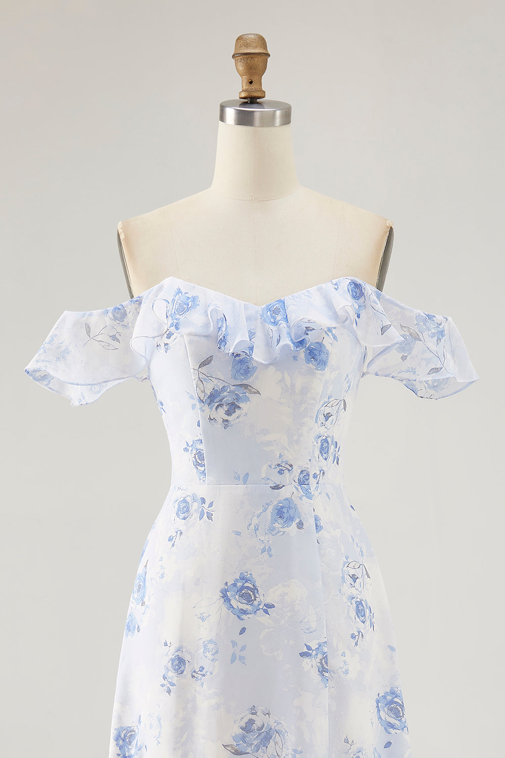 Bedrucktes Kleid für Hochzeitsgäste mit rosa Blume in A-Linie