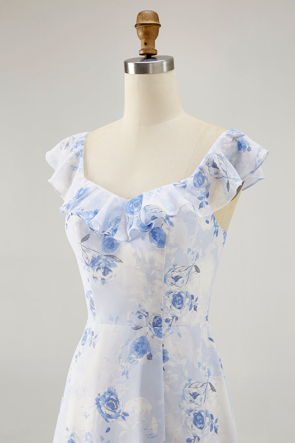 Bedrucktes Kleid für Hochzeitsgäste mit rosa Blume in A-Linie