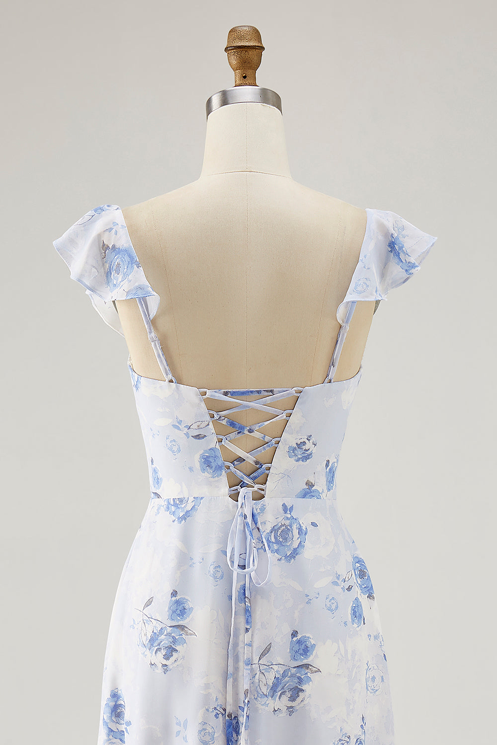 Bedrucktes Kleid für Hochzeitsgäste mit rosa Blume in A-Linie