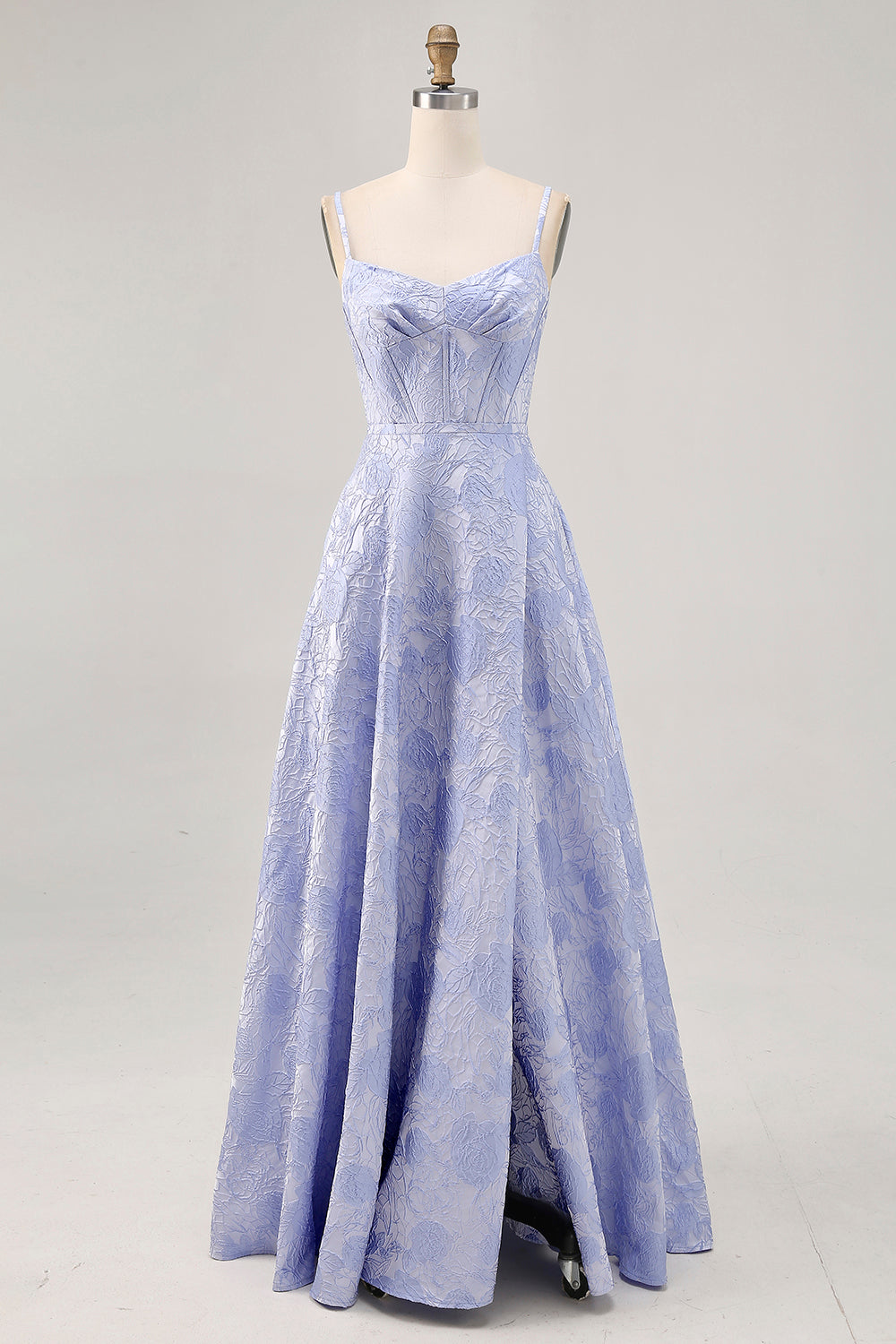 Blaues A-Linie Korsett Langes Ballkleid mit Schlitz in A-Linie