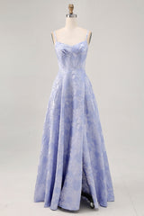 Blaues A-Linie Korsett Langes Ballkleid mit Schlitz in A-Linie