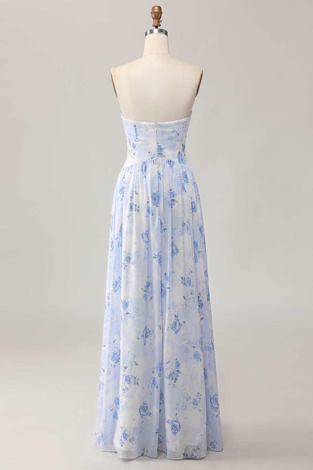 Altrosa A-Linie Trägerloses Blume Hochzeitsgastkleid mit Schlitz