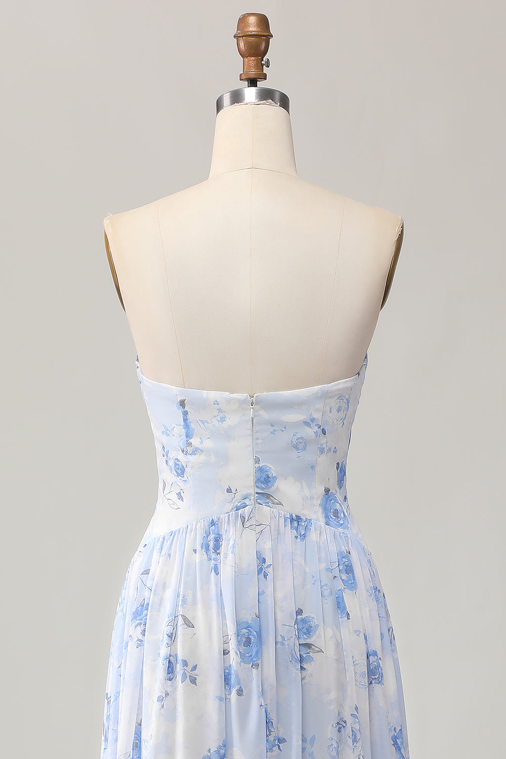 Altrosa A-Linie Trägerloses Blume Hochzeitsgastkleid mit Schlitz