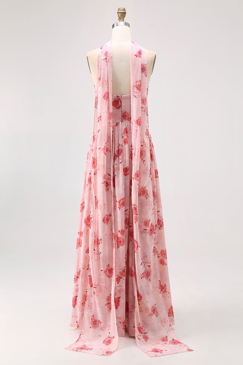 Altrosa A-Linie Trägerloses Blume Hochzeitsgastkleid mit Schlitz