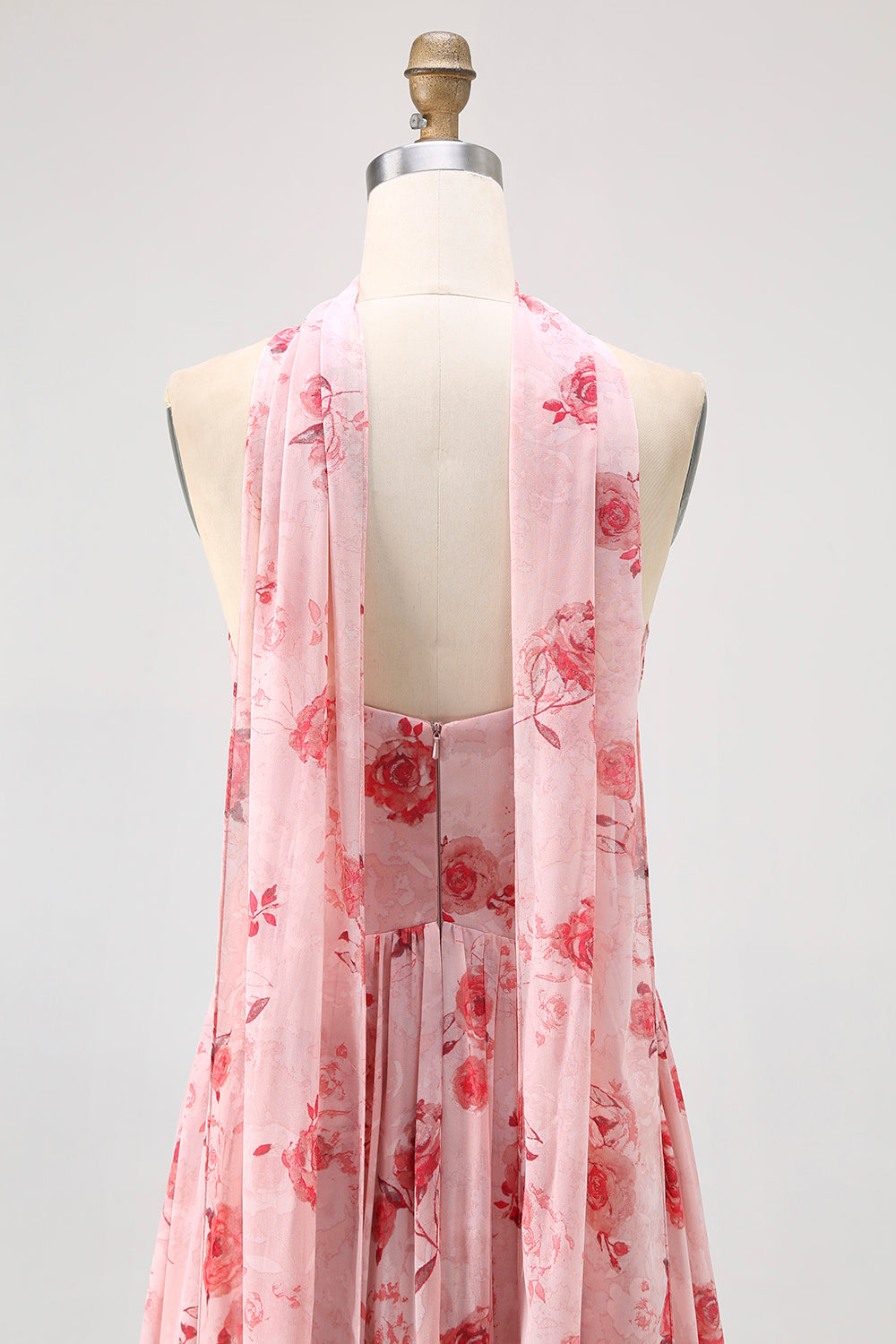 Altrosa A-Linie Trägerloses Blume Hochzeitsgastkleid mit Schlitz