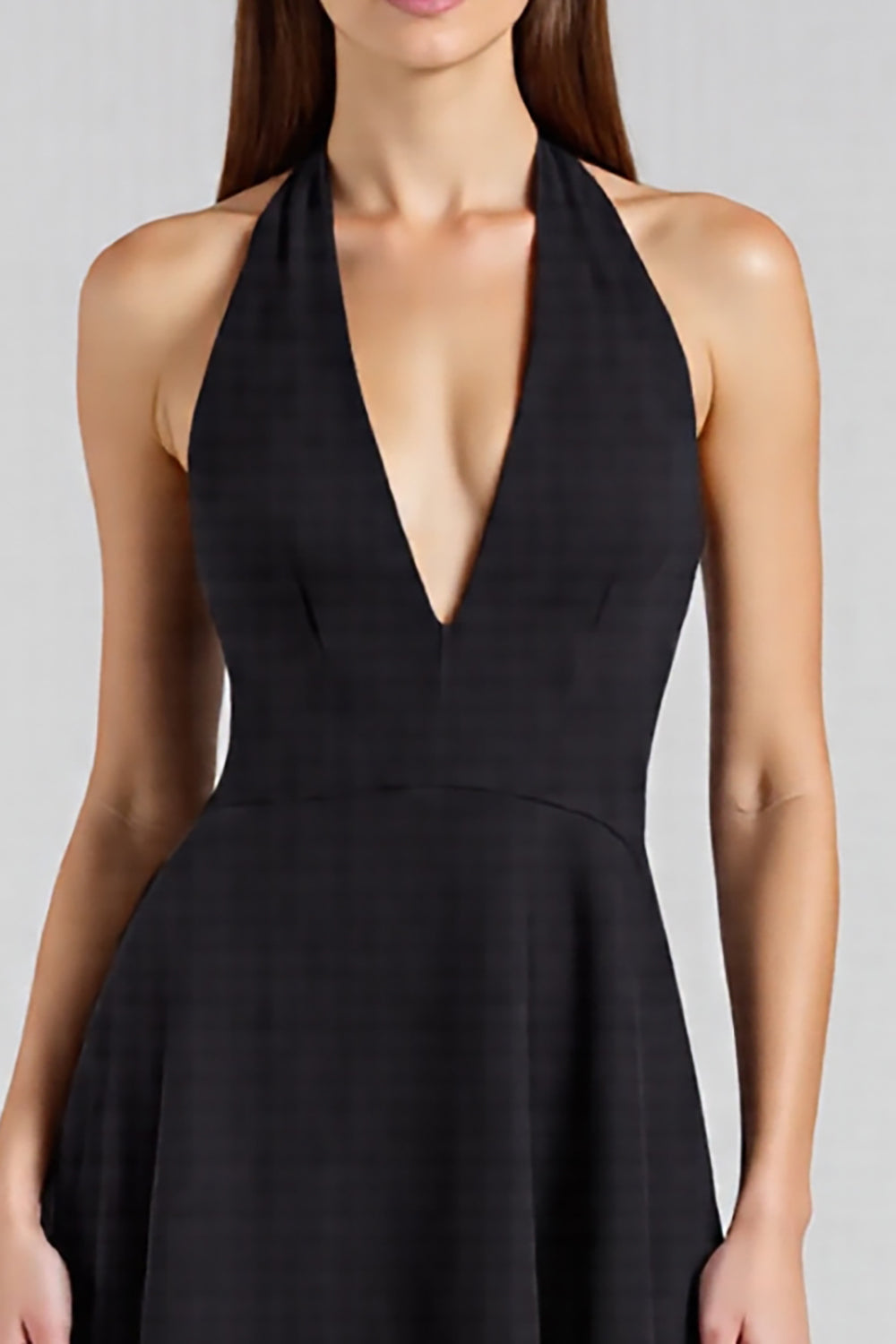 A Linie Neckholder Ärmelloses Langes Schwarzes Krawattenkleid