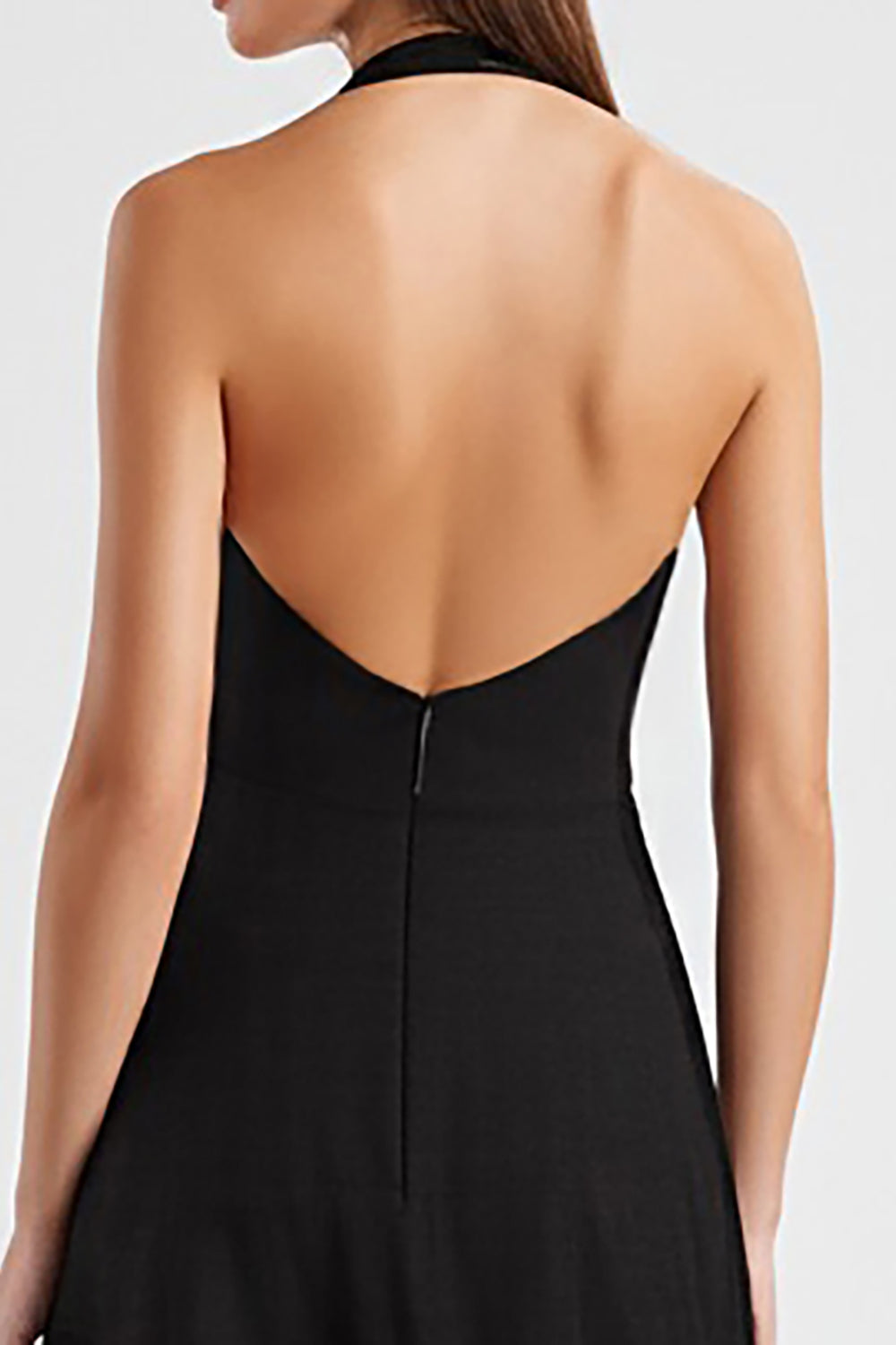 A Linie Neckholder Ärmelloses Langes Schwarzes Krawattenkleid