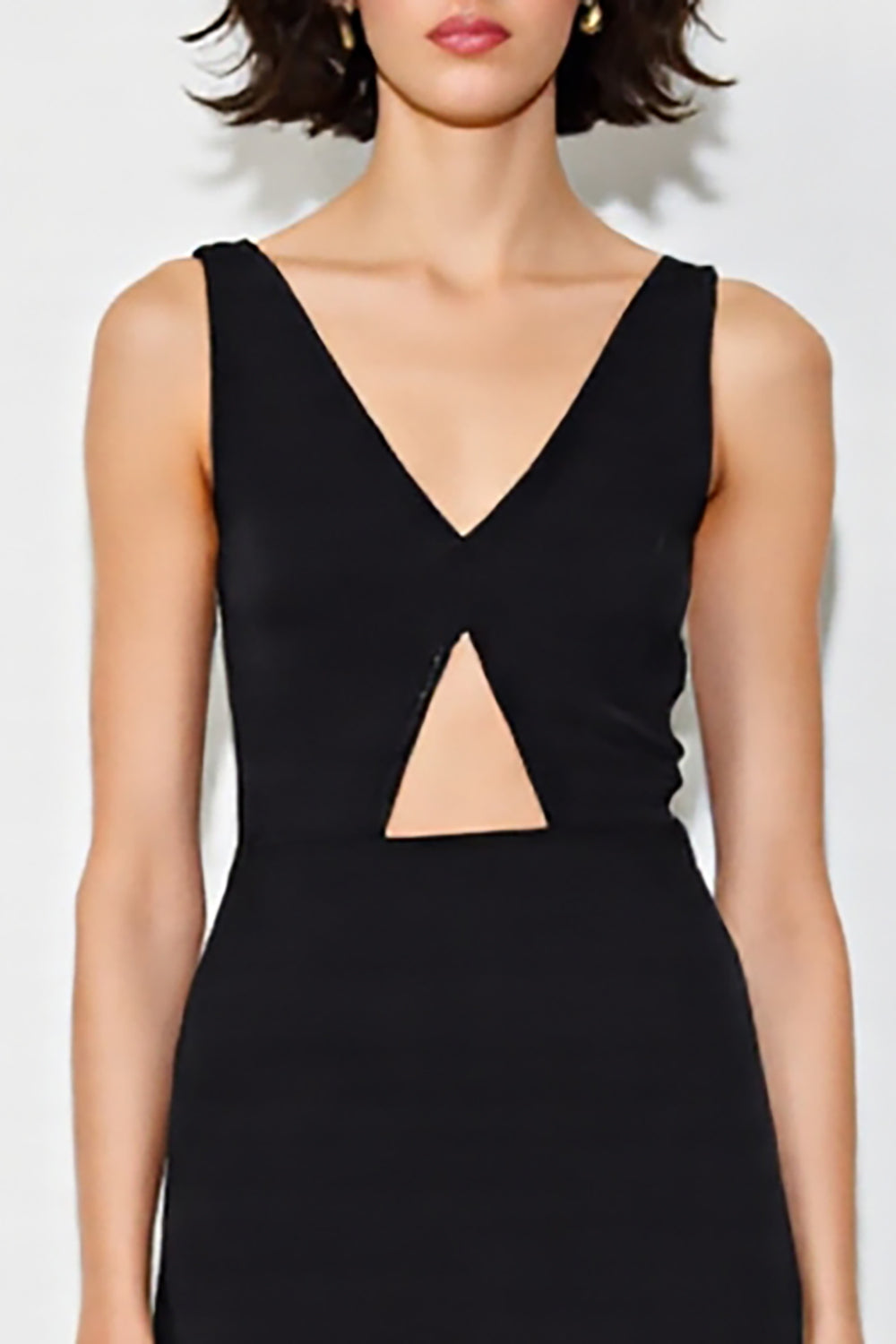 Schwarzes Ballkleid aus Chiffon mit V-Ausschnitt