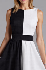 Schwarzes A-Linie Midi Ballkleid aus Chiffon mit U-Boot-Ausschnitt