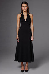 A Linie Neckholder Ärmelloses Schwarzes Langes Ballkleid