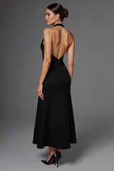 A Linie Neckholder Ärmelloses Schwarzes Langes Ballkleid