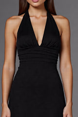 A Linie Neckholder Ärmelloses Schwarzes Langes Ballkleid