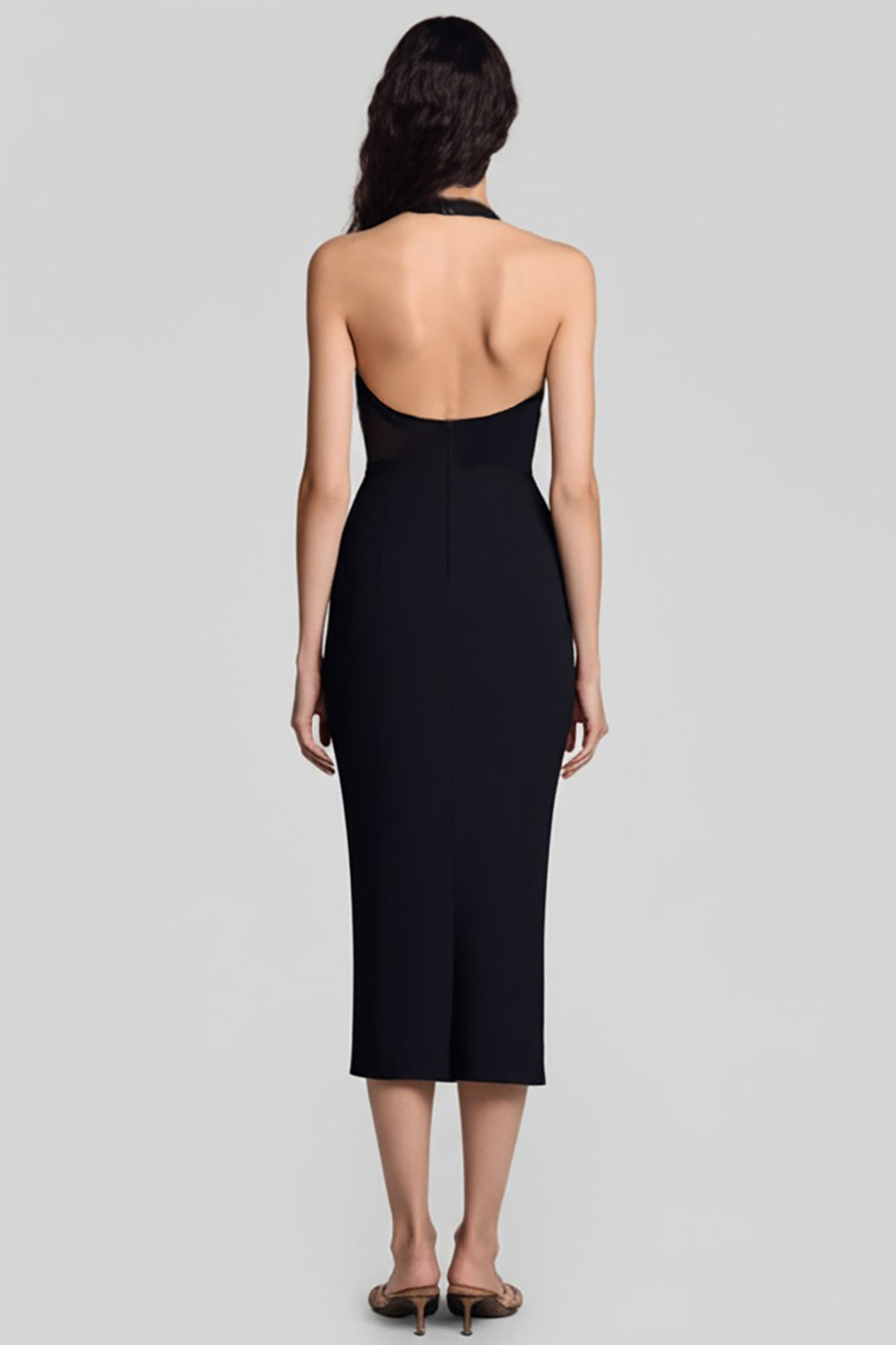 Etui Neckholder Cut Out Schwarzes Langes Ballkleid