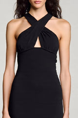Etui Neckholder Cut Out Schwarzes Langes Ballkleid