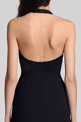 Etui Neckholder Cut Out Schwarzes Langes Ballkleid