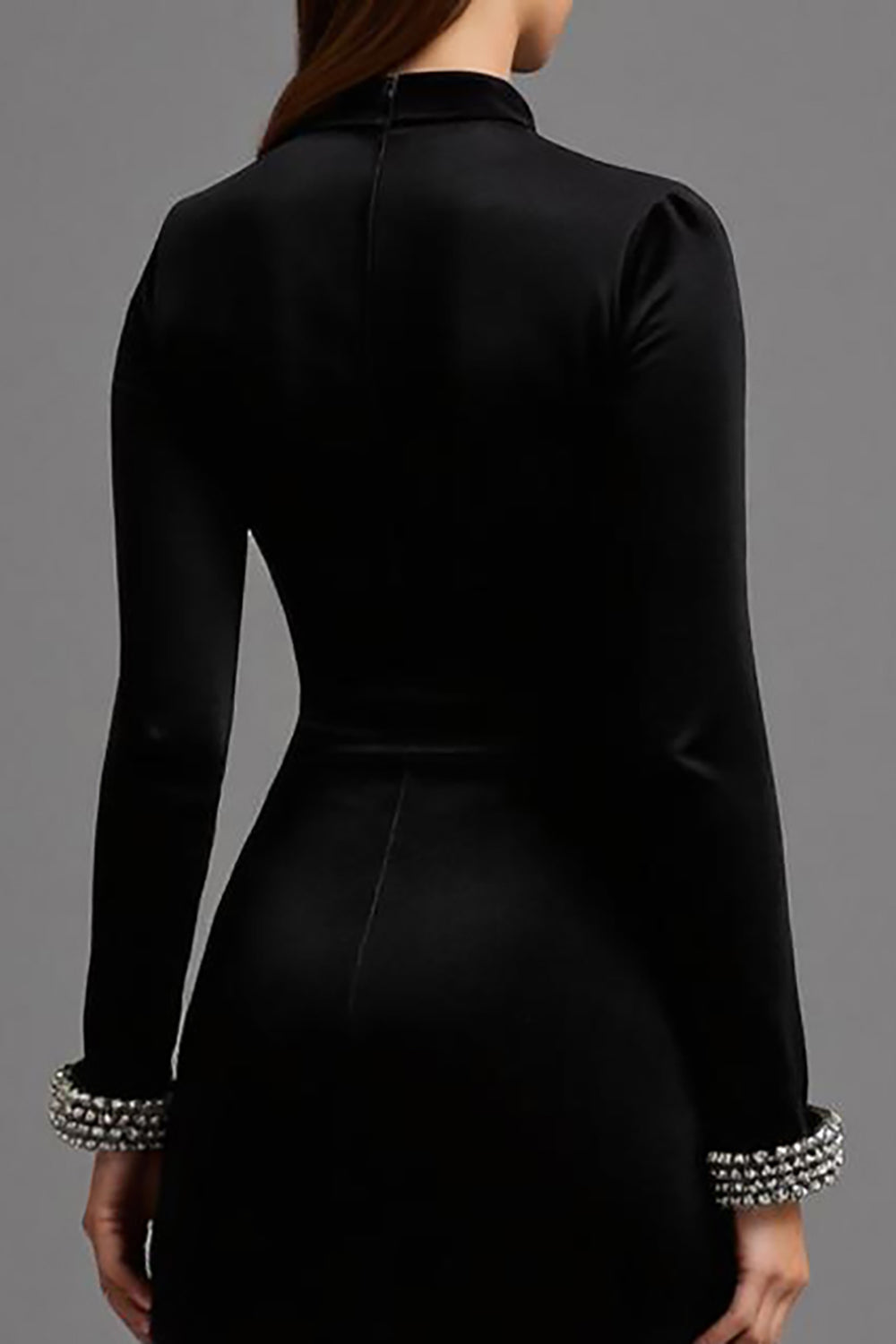 Schwarzes Hoch Niedrig Ballkleid aus Samt