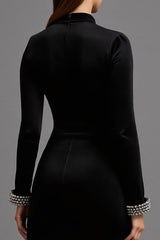 Schwarzes Hoch Niedrig Ballkleid aus Samt