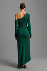Einschulteriges Dunkelgrünes Asymmetrisches Abendkleid